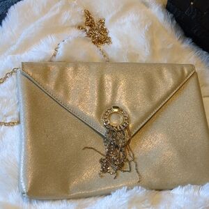 Gianni Bini Gold Envelope Clutch with Shimmer Finish